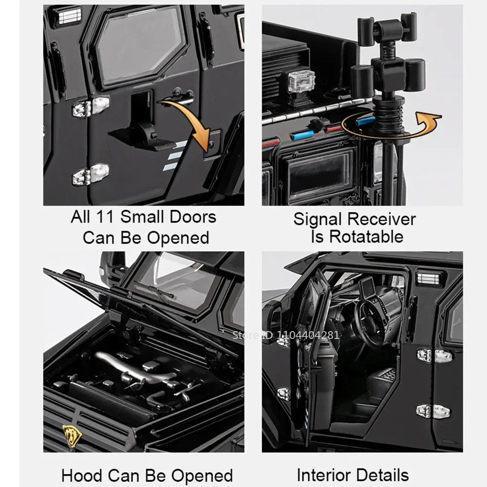 1:24 Sabertooth Alloy Model Toy Diecast Car Door Opened Sound Light Pull Back Front Wheel Steering Armored Cars Prezent urodzinowy