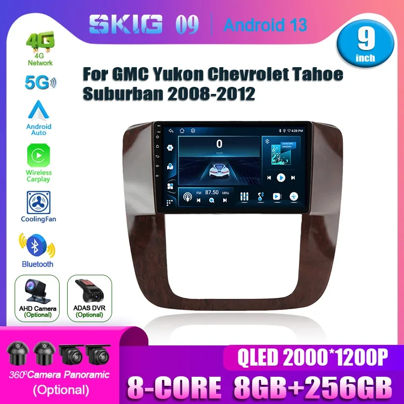 For GMC Yukon Chevrolet Tahoe Suburban 2008-2012 Android 14 Car Radio 4G GPS Wireless Bluetooth Carplay Multimedia Touch Screen