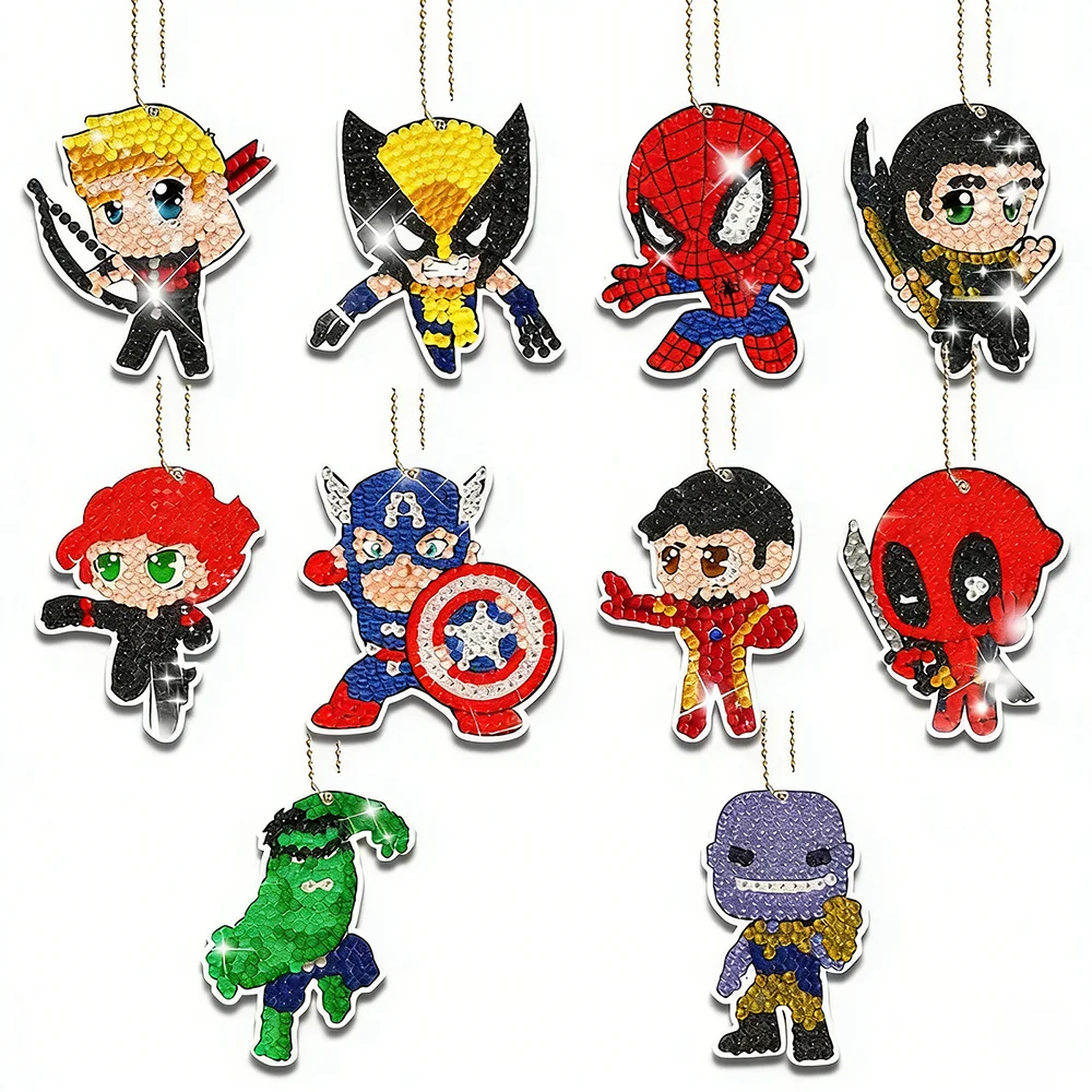 

Anime Superhero Blue Alien DIY Diamond Painting Keychain Cute Cartoon Bag Pendant Handmade Craft Kit for Kids Birthday Gift