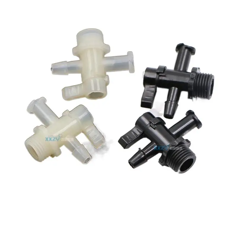 10PCs Inkjet Printer three-way valve with thread Solvent Plastic Valve Switch for UV Flatbed Printer 3 way Valve