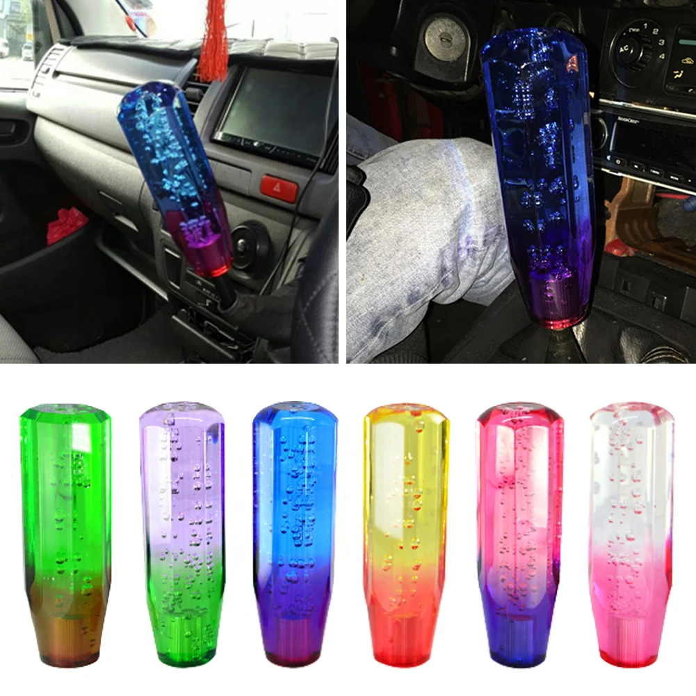 Car Manual Shift Knob Gear Shifter Head Shift Knob Stick Crystal Transparent Bubble Purple Blue Throw Gear Shifter 10CM 15CM