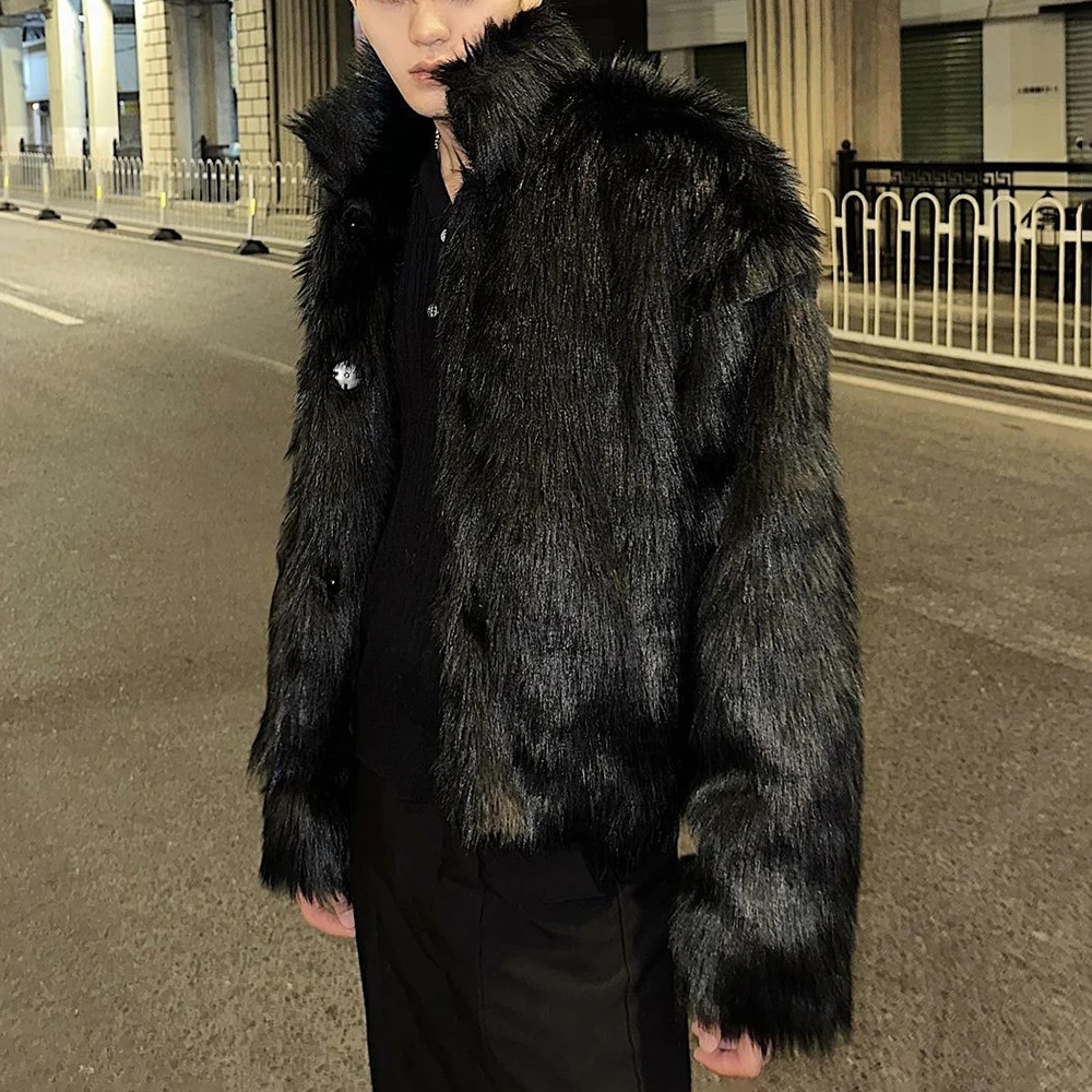 New Fashion Trend Solid Color Versatile Autumn And Winter Imitation Fur Coat Men\'S Street Thick Warm Wool Coat Mens Clothing