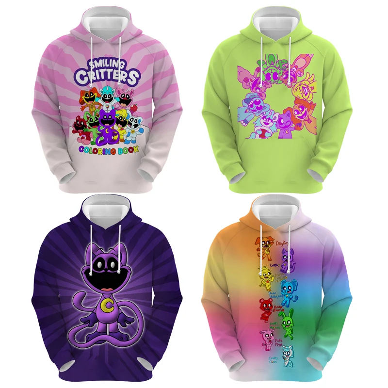 Uśmiechnięty Critter Bluzy Catnap Dogday Mężczyźni Kobiety Dzieci Bluzy z nadrukiem 3D Pulower Streetwear Chłopiec Dziewczyna Dziecko Płaszcz z