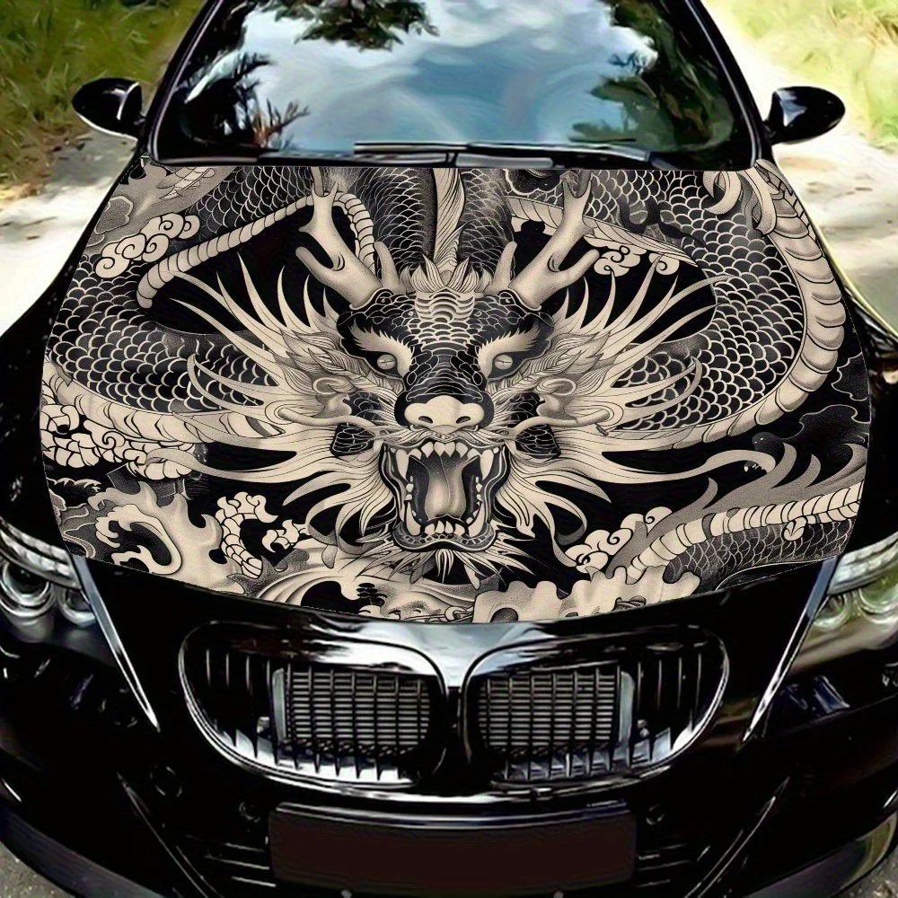 

Oriental Dragon Car Hood Sticker, Vinyl Film Decal, Protective Wrap For Vehicle Modification, Paper Material, Fits Various Model
