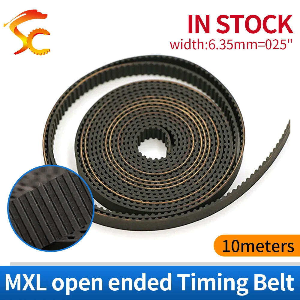 

High Quality 10meters/LOT MXL timing belt Pitch=2.032 open rubber belt width 6.35mm=025" 3D Printer belt MXL-025 Free Shipping