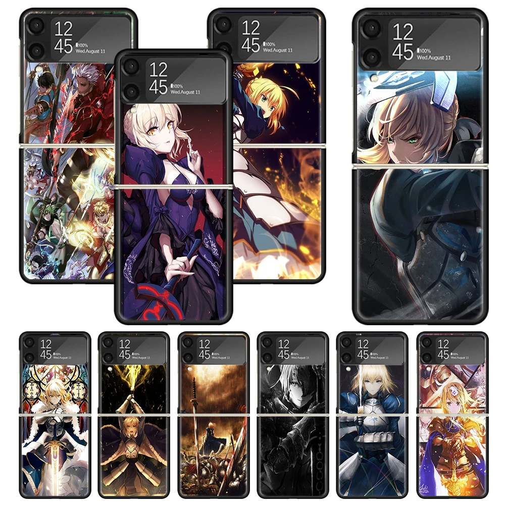 Fate Zero Stay Night Saber Zflip4 Zflip5 Phone Case For Samsung Z Flip3 Flip4 Flip5 5G ZFlip 4 5 3 Cover Cellphone Shell Fundas