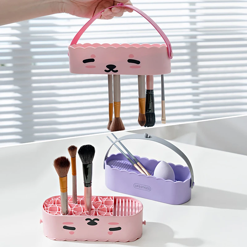 Rubber Mackup Brush Cleaning Tool Cosmetics Storage Box Multi-Functional Cosmetic Brushes Beauty Egg Cleaner Bathroom Supplies