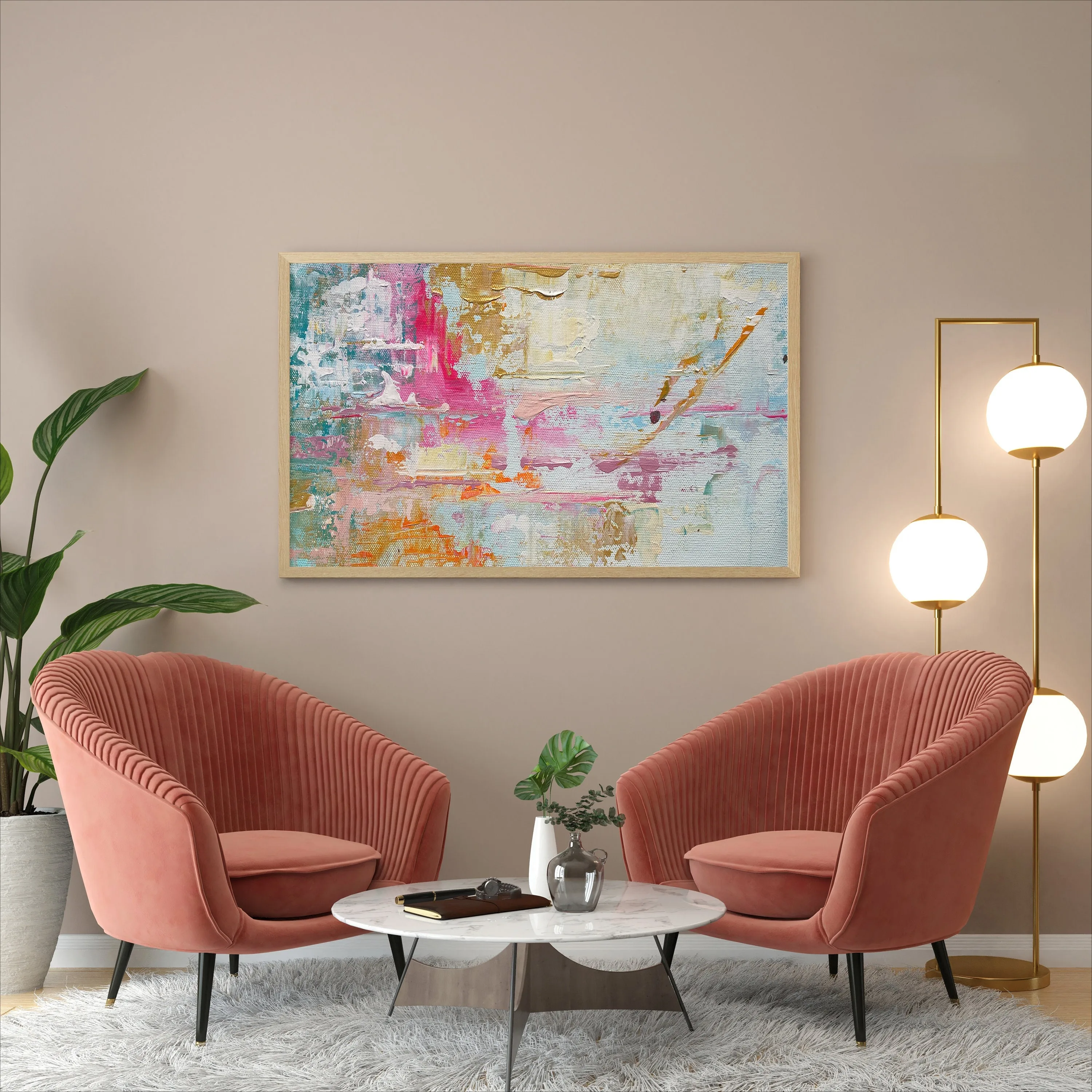 Large Sizes 100% Hand Painted Oil Painting Vibrant Abstract Art Pastel Painting for Modern Living Room Home Wall Decoration