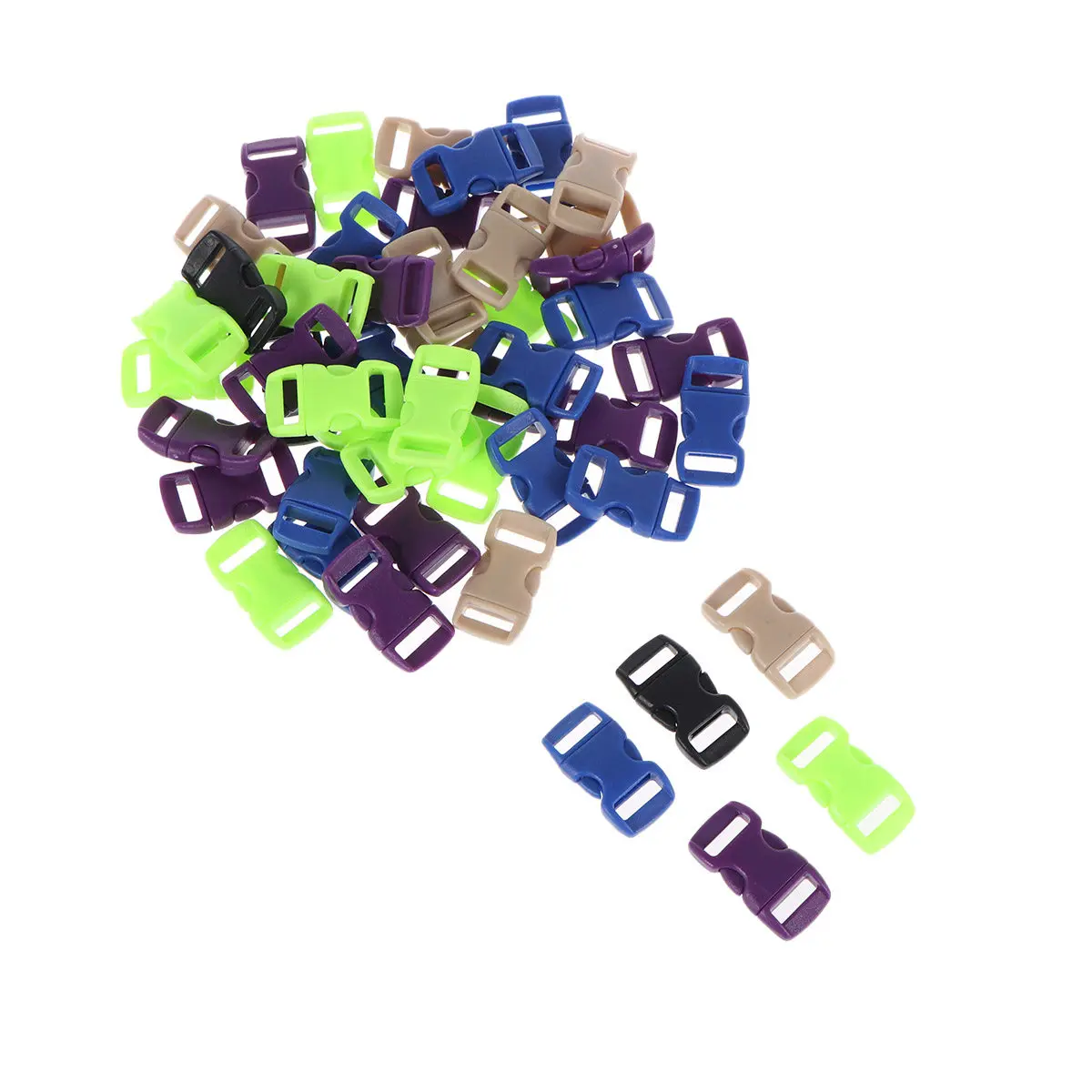 50Pcs Heavy Duty Plastic Strap Buckles Assorted Colors Side Release Buckle Clips for Paracord Bracelets Webbing Hiking Trekking