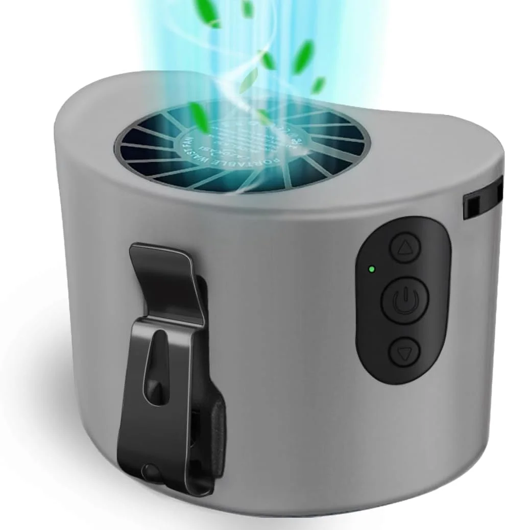 

Портативный вентилятор с креплением на пояс, 10000 мАч, мощный персональный носимый вентилятор, 10-скоростная бесступенчатая регулировка, время работы от батареи 8-24 часа (серый)