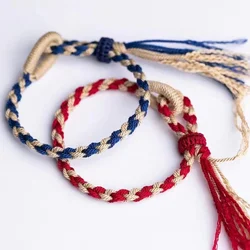 Braccialetti per coppie con corda rossa blu fatti a mano braccialetti con ciondoli di buona fortuna con nodo tibetano regalo per gli amanti degli amici