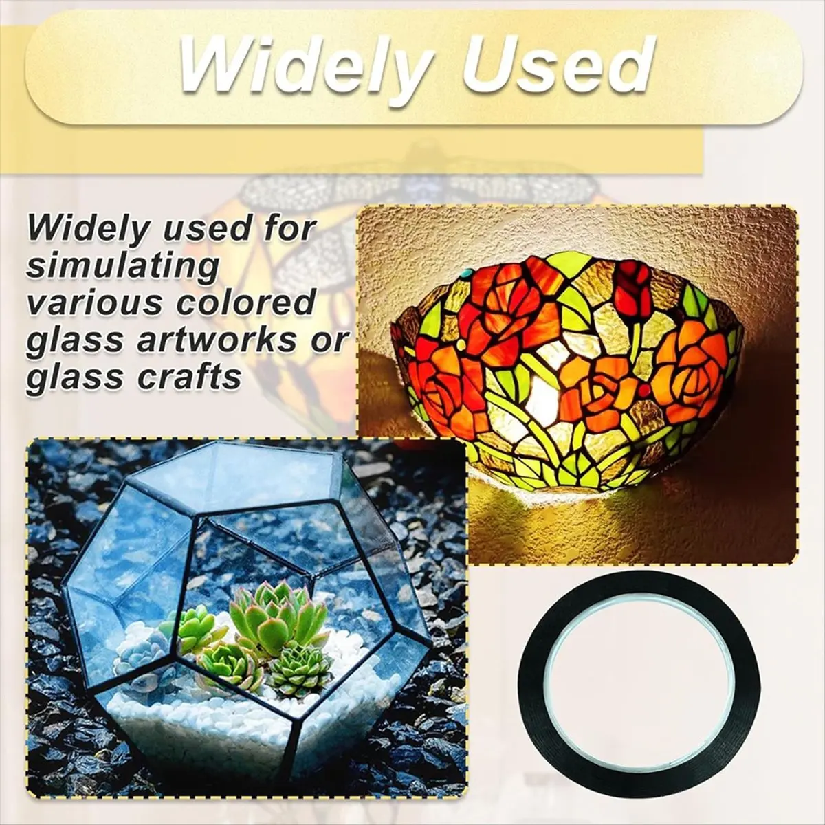 Top Sale Black PET Stained Glass Sticker Lead Stained Glass Supplies for Glass Painting Window SurfaceGallery (3mm 250ft)