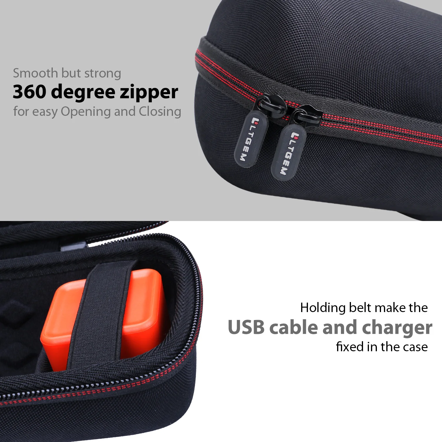 LTGEM Hard Carrying Case for JBL Charge 4 / JBL Charge 5 Speaker, Hard Storage Travel Protective Carrying Bag Black,(Only Case)