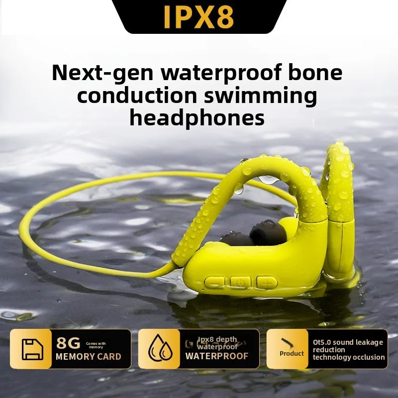 

Waterproof swimming, bone conduction Bluetooth headset, wireless in-ear sports running with 8G memory.
