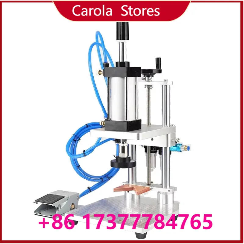 Pneumatic Desktop Press Capping Machine for Plastic Glass Seasoning Bottle & Perfume Vial, Spray Cap Collar Press Sealing