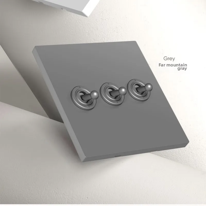 Interruttore a levetta per lampada da parete Interruttore vintage a 2 vie da 1-4 gruppi Pannello PC ignifugo grigio