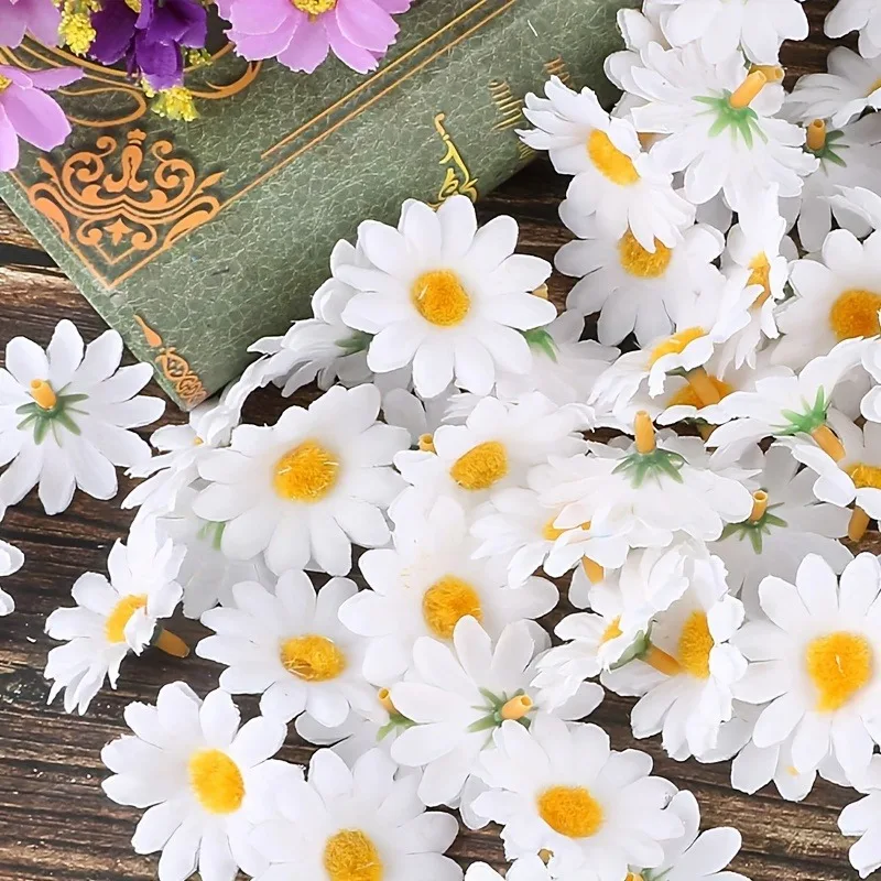 20 Stück Gänseblümchen-Kunstblumenköpfe aus Seide, gefälschte Blumen für Heimdekoration, Hochzeit, Party, DIY, Kranz, Sammelalbum, Basteln, Geschenkzubehör