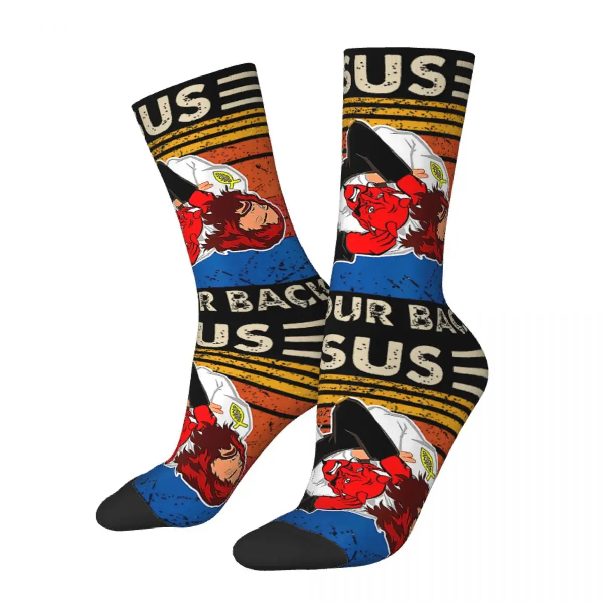 Winter Warm Colorful Men's Women's Jesus Has Your Back Socks BJJ MMA Jiu Jitsu Sweat Absorbing Basketball Socks