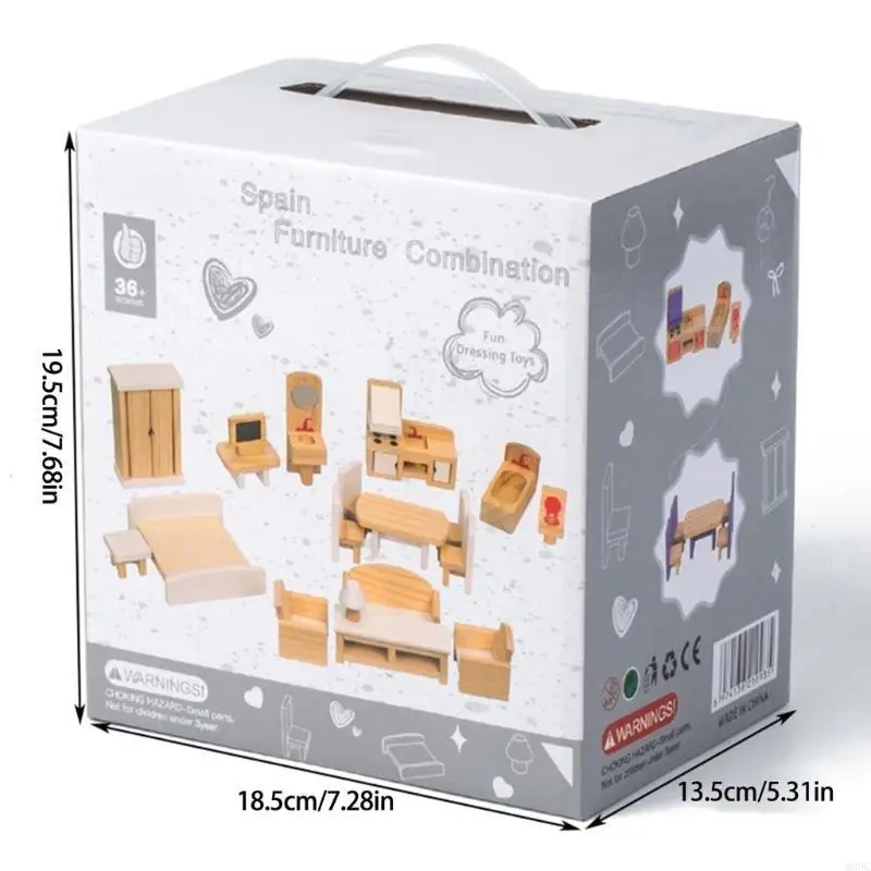 M89C houten poppenhuizen meubels set scene lay -out voor meisjes creatief rollenspelspel