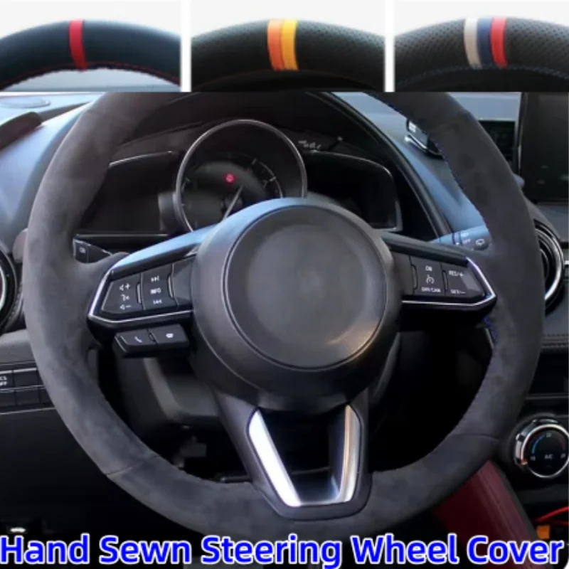 

Customize NonSlip Wear-Resistant Suede Car Steering Wheel Cover For Mazda CX-3 CX3 CX-5 CX5 2017 2018 Car Interior Accessories