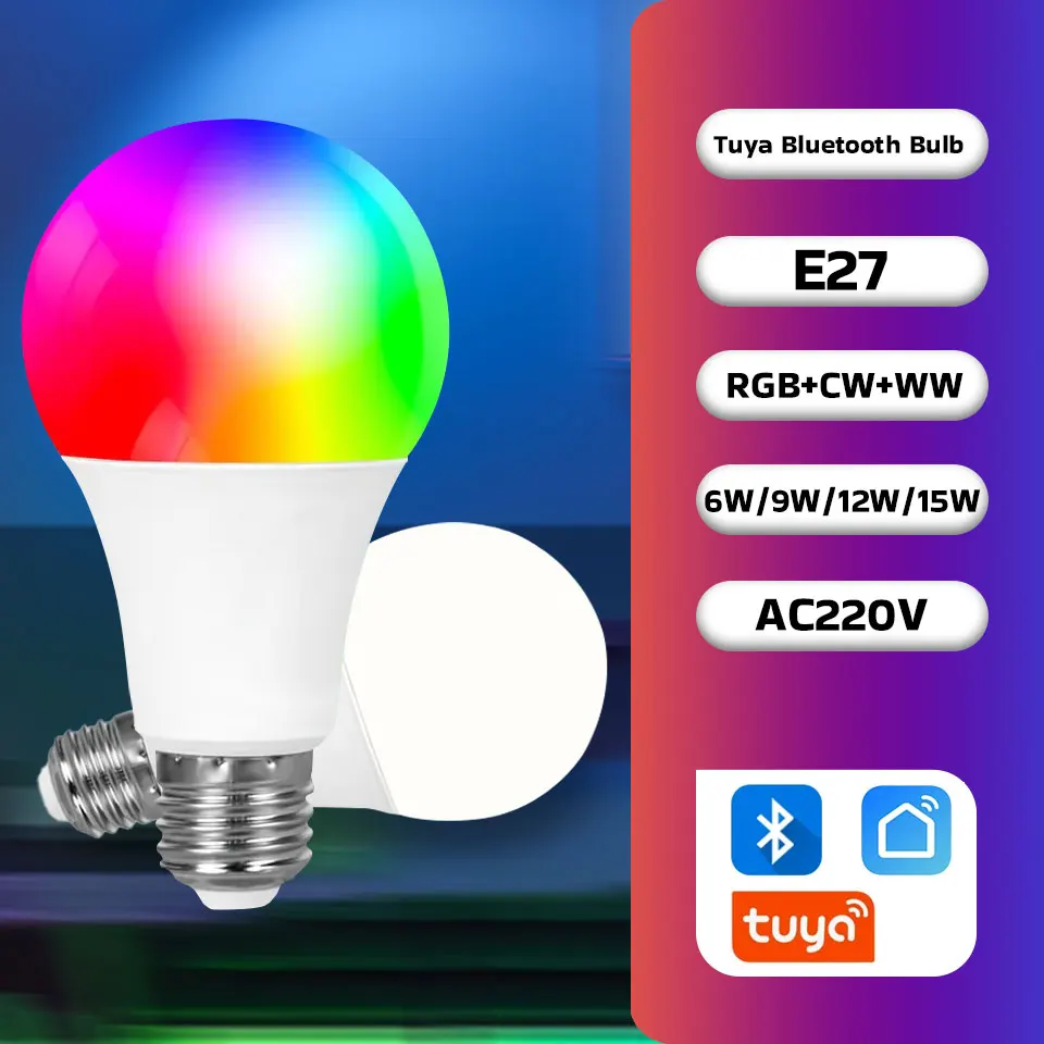 Lampadina a Led intelligente Bluetooth Tuya RGB lampadina controllo APP del telefono AC220V lampada a LED colorata dimmerabile per la decorazione