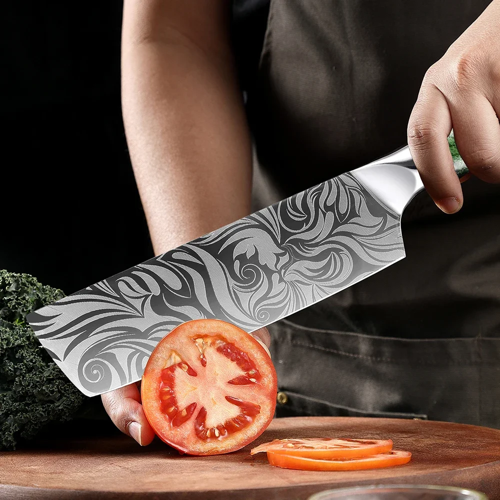 

XITUO Japanese Chef Knife,Sharp Vegetable Kitchen Knife, 7”Nakiri Knife Stainless Steel Meat Cleaver,slicing,dicing and Mincing