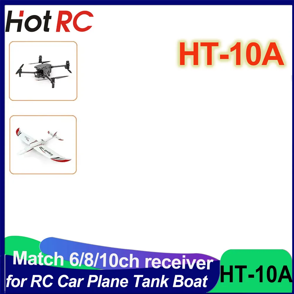 

Пульт дистанционного управления HotRC HT-10A 2.4G 10-канальный с левым/правым расположением рукоятки газа и приемником F10A для радиоуправляемых машин, самолетов, дронов и авиамоделей