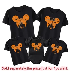 New Disney Happy Halloween Shirts Mickey Minnie Mouse Head Print Family Matching Outfits Funny Look Disneyland Trip Tees Tops