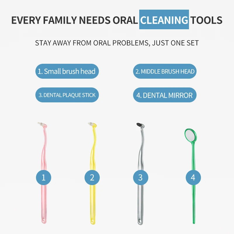 مجموعة أدوات تنظيف الأسنان، منظار الأسنان، مجموعة ملقط مكونة من 4 قطع، مجموعة أدوات تنظيف الفم والأسنان