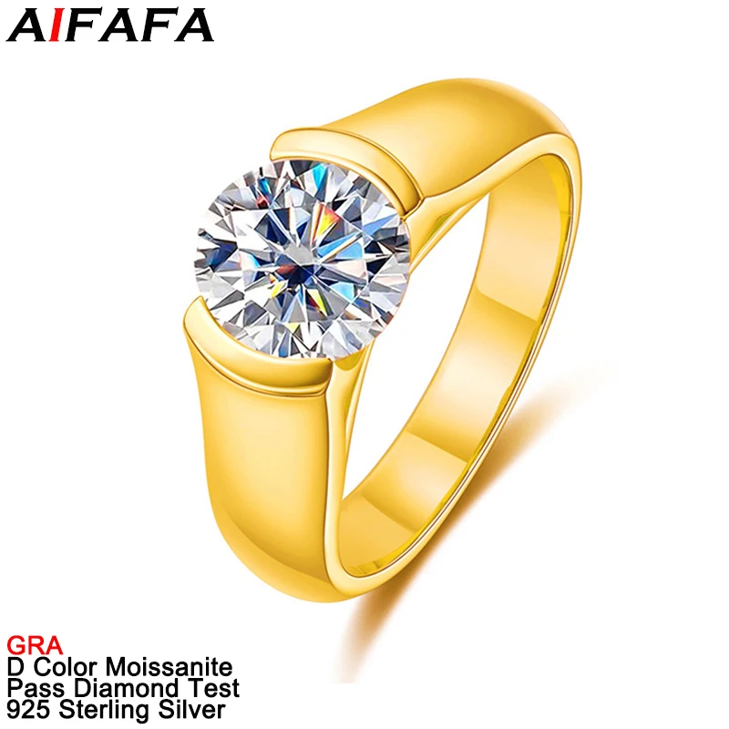 

Stunning 2 Carat D Color Moissanite Diamond Rings Shiny s925 Silver Moissanita Ring Plate 18k Gold Gifts Fine Jewelry GRA