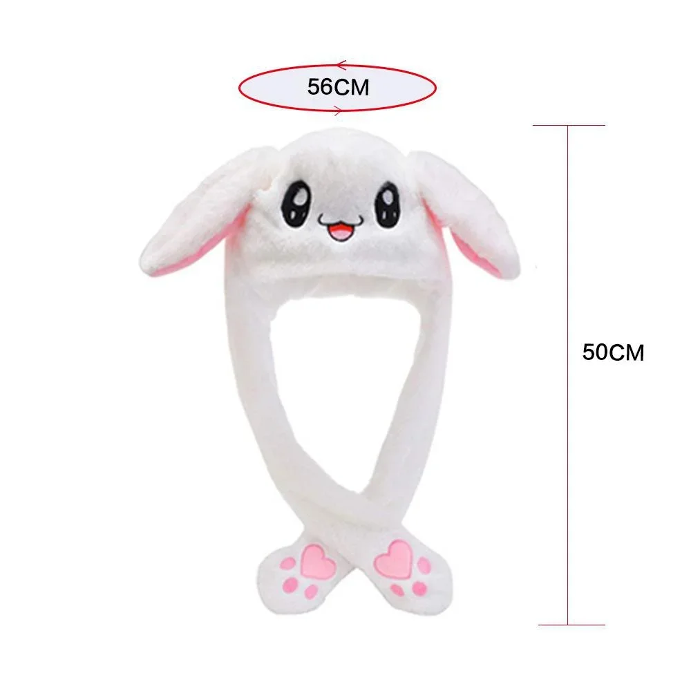 Chapéu de orelha de coelho bonito de pelúcia kawaii chapéu de coelho com orelhas móveis boné de inverno para fadas cosplay presentes de aniversário