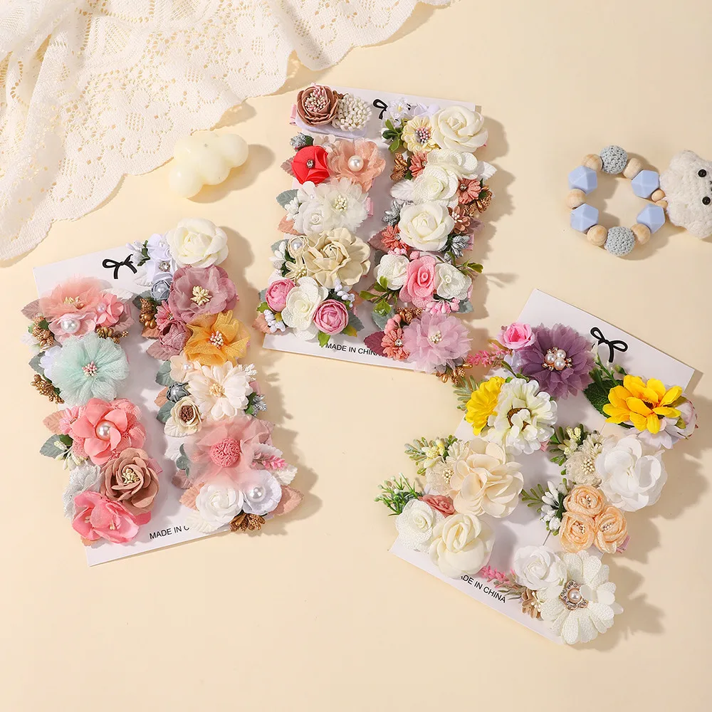 

Random Style 20Pcs Girls Artificial Flower Hair Clip Sweet Pink Flower Hairpins Safe Handmade Headwear Decorate Hair Accessories