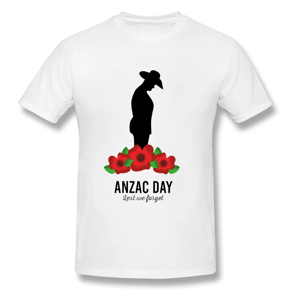 CLOOCL 100% Cotton T-shirts Anzac Day Lest We Forget Harajuku Soldier Casual Pullover Men's Tee White Cotton Tops Drop Shipping