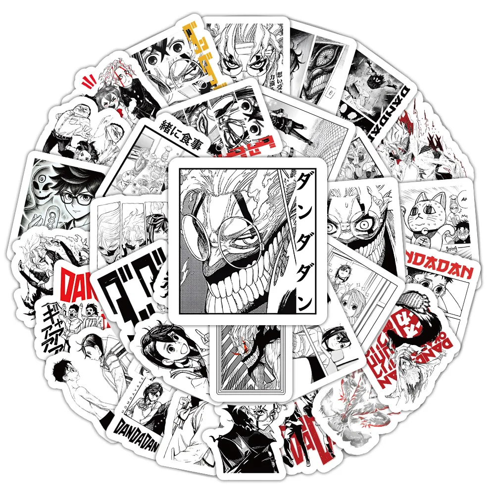 

10/50PCS Dandadan Graffiti Stickers Anime Cartoon Creative Black and white comic style for Notebook Stationery Luggage