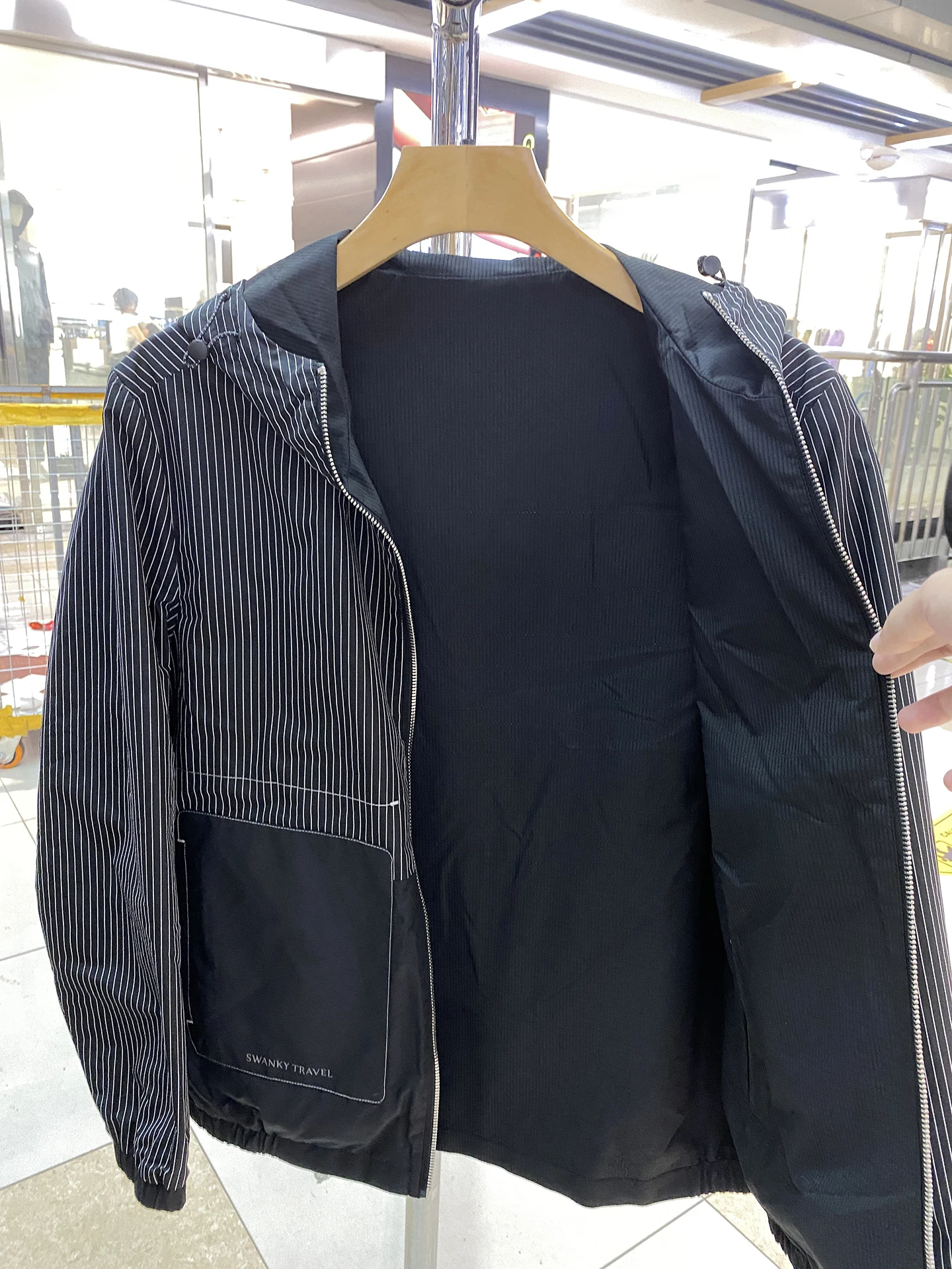 

H-Home Мужская двусторонняя одежда с капюшоном Jaet Dstring Повседневная верхняя одежда Осень Зима Faion Urban Sle Полиэфирное волокно