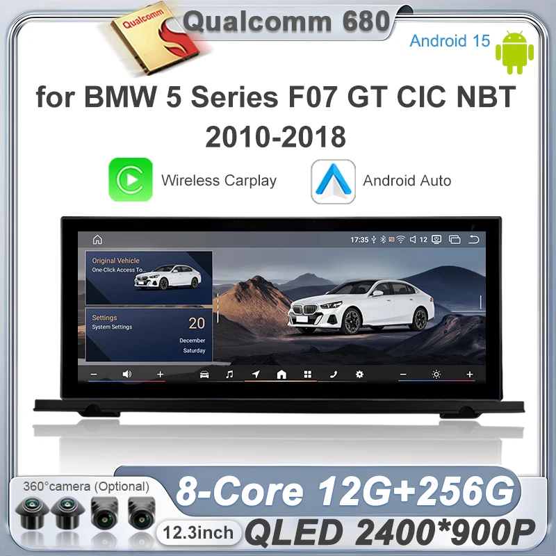 

Автомагнитола Android 15 4G для BMW 5 серии F07 GT 2010-2018 gt528i с системами CIC NBT, беспроводным CarPlay, GPS-навигацией и QLED-дисплеем