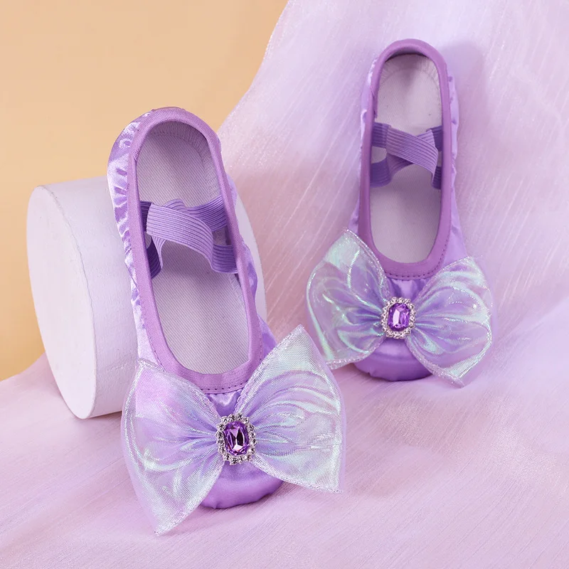 ballet shoes girl bow mesh Girl princess shoes dancing shoes for girls dancers Dance ballet flats shoes for sports dancing