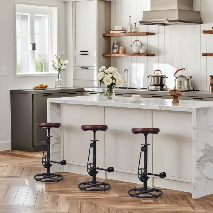 Bar Stools Swivel PU Seat 2937inch Height Adjustable Extral Tall Bicycle Stool with Bikepedal Kitchen Island Counter Stool Shop