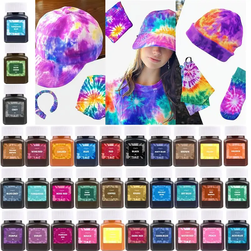 원단 섬유 염색 의류 타이 염색 면 나일론 다기능 안료, 오래된 옷 리퍼비시, 분말 염료, 50ml