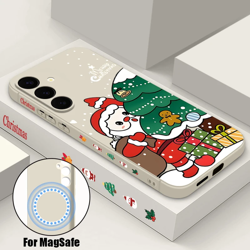Weihnachtsbaum-Muster, weiche TPU-Telefonhülle für Samsung Galaxy S25 S24 S23 S22 Ultra Plus S20 S21 S23 S24 FE Lanyard Magnetabdeckung
