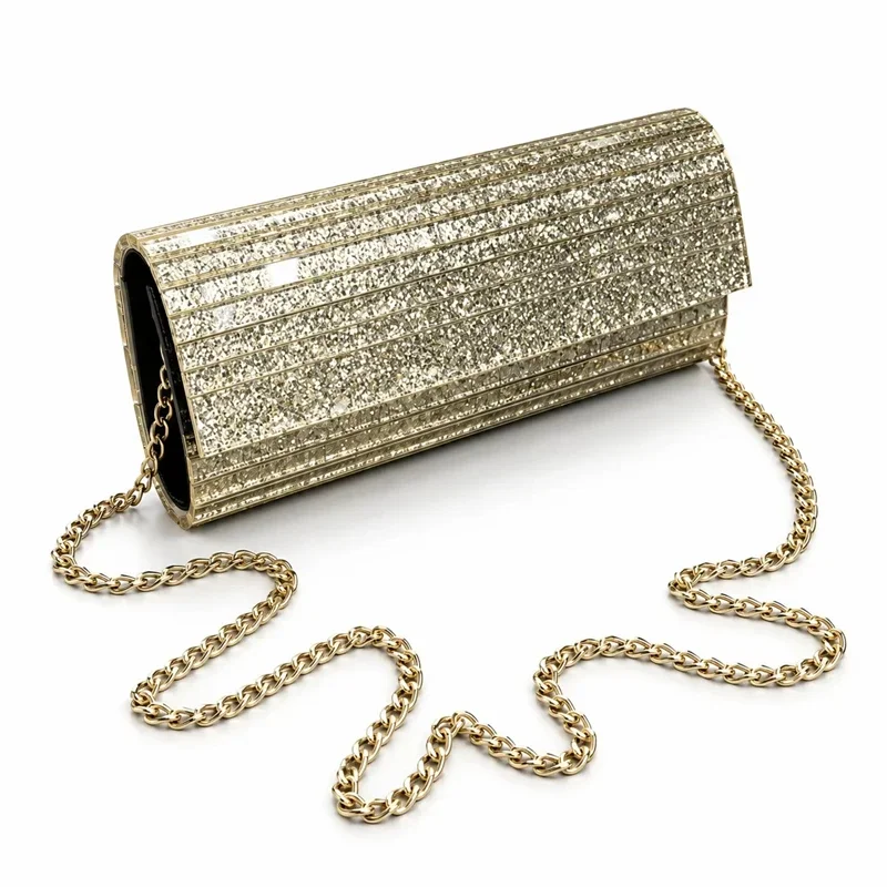 Glitter Handbag Women Messenger Evening Box Wedding Party Clutch Acrylic Shoulder Bag Striped Crossbody Bag And Purse