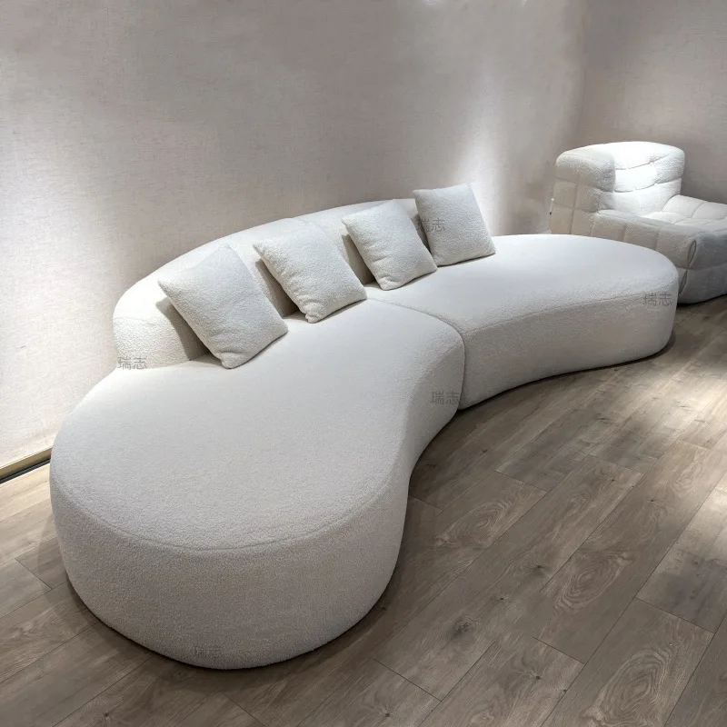 Cross-border vacuum compression roll bag styling cotton moon sofa cream wind arc special-shaped modern Internet