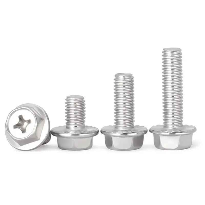 10/50pcs 304 Stainless Steel Screws with Pan Washers Set Hexagon Socket Countersunk Head Screw Cross Flange Screws Kit Tools