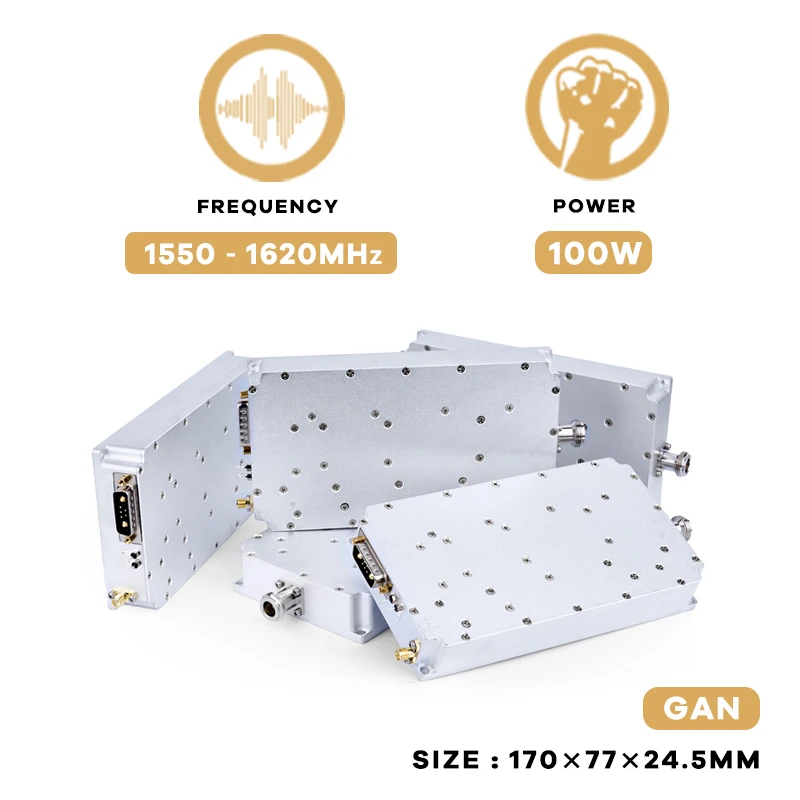 Módulo amplificador de potencia rf, 100W, 1550-1620MHz, escudos, módulos RF inalámbricos, GaN, FPV, módulo contador para Dron Anti