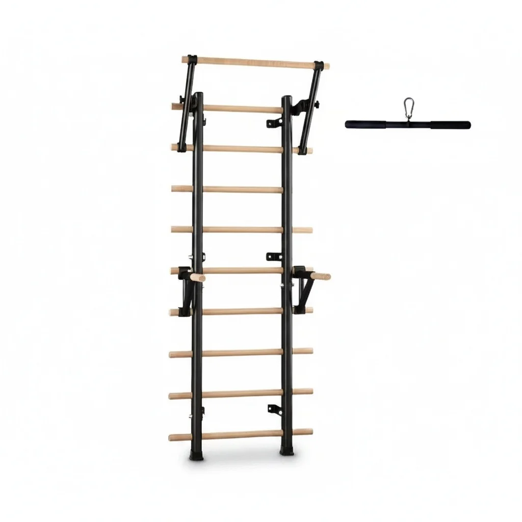 Swedish Ladder, 1979x80mm Wooden Pilates Stall Bar, Multi-Functional Stretching Frame for Home Gym Cross Training