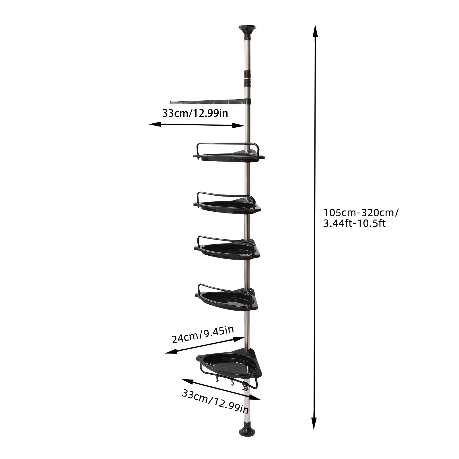 Imagem -04 - Rustproof Shower Prateleiras Chuveiro Rack com Tensão Pólo para Banheiro Banheira Storage Organizer Shampoo Acessórios 5-tier