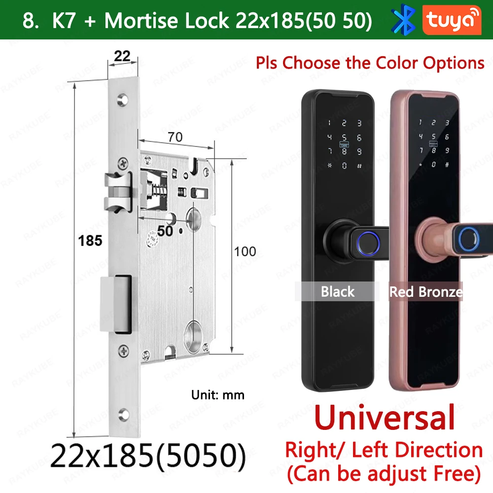 RAYKUBE Biometrisch vingerafdrukdeurslot K7 Pro+ Smart Lock Tuya-app Ontgrendeling op afstand Keyless Lock Elektronisch deurslot