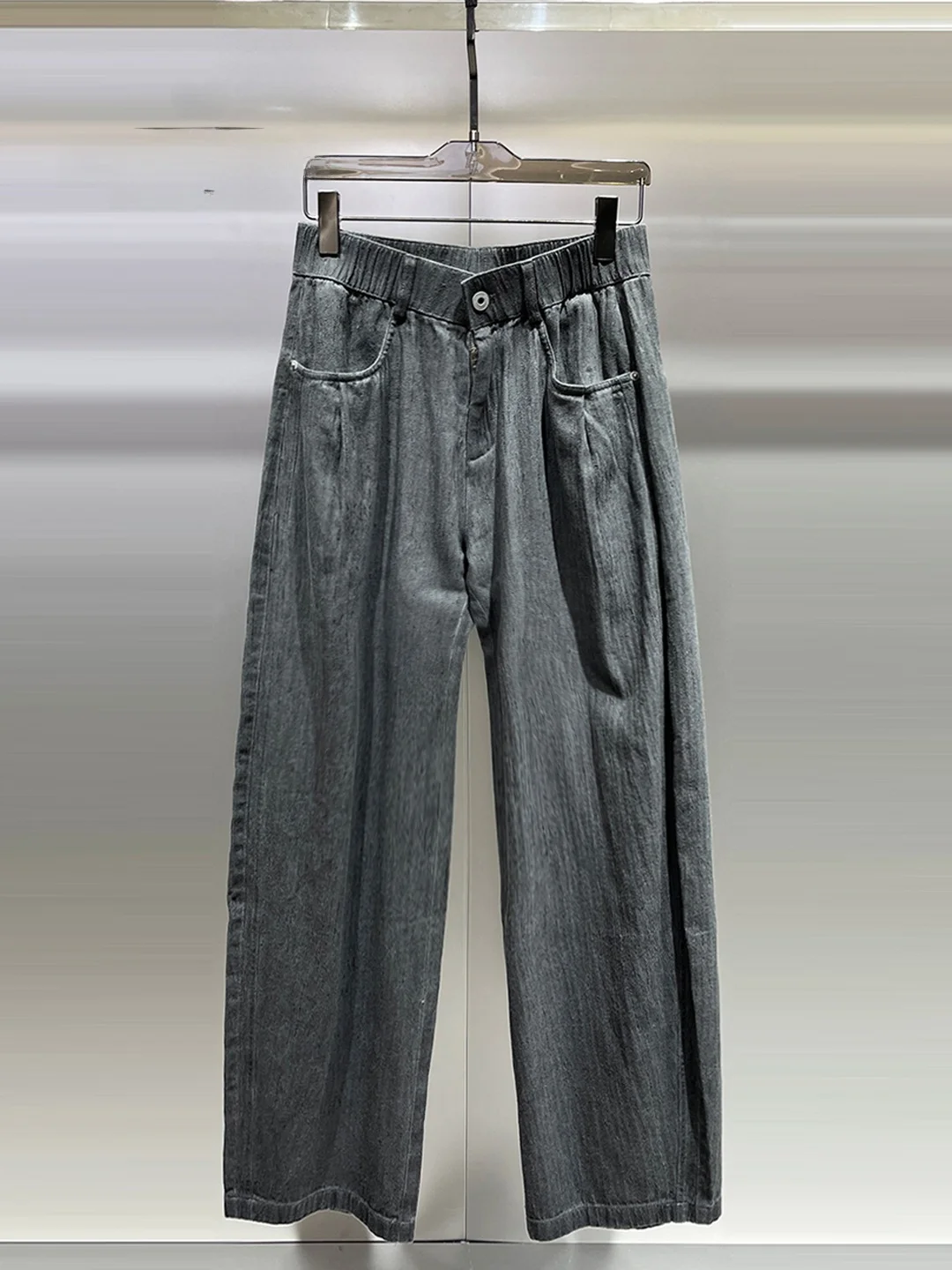 

Spring 2026 Men's Casual Cotton Wide Leg Pants Worn Design Versatile High End Spring New Arrival Straight Cut Trousers