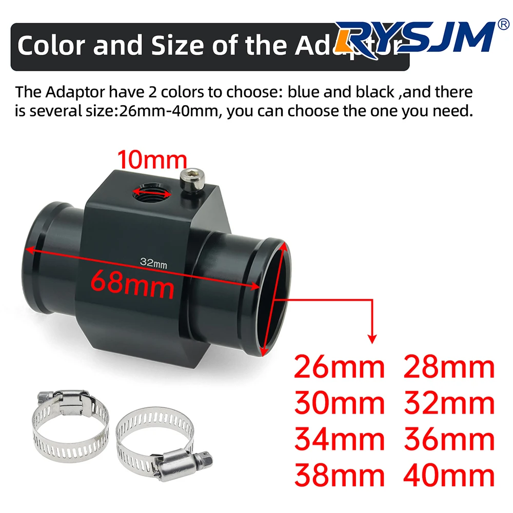 1Pc Car Water Temp Gauge Radiator Temperature Water Temp Joint Pipe Sensor 40mm 38mm 36mm 34mm 32mm 30mm 28mm Hose Adapter