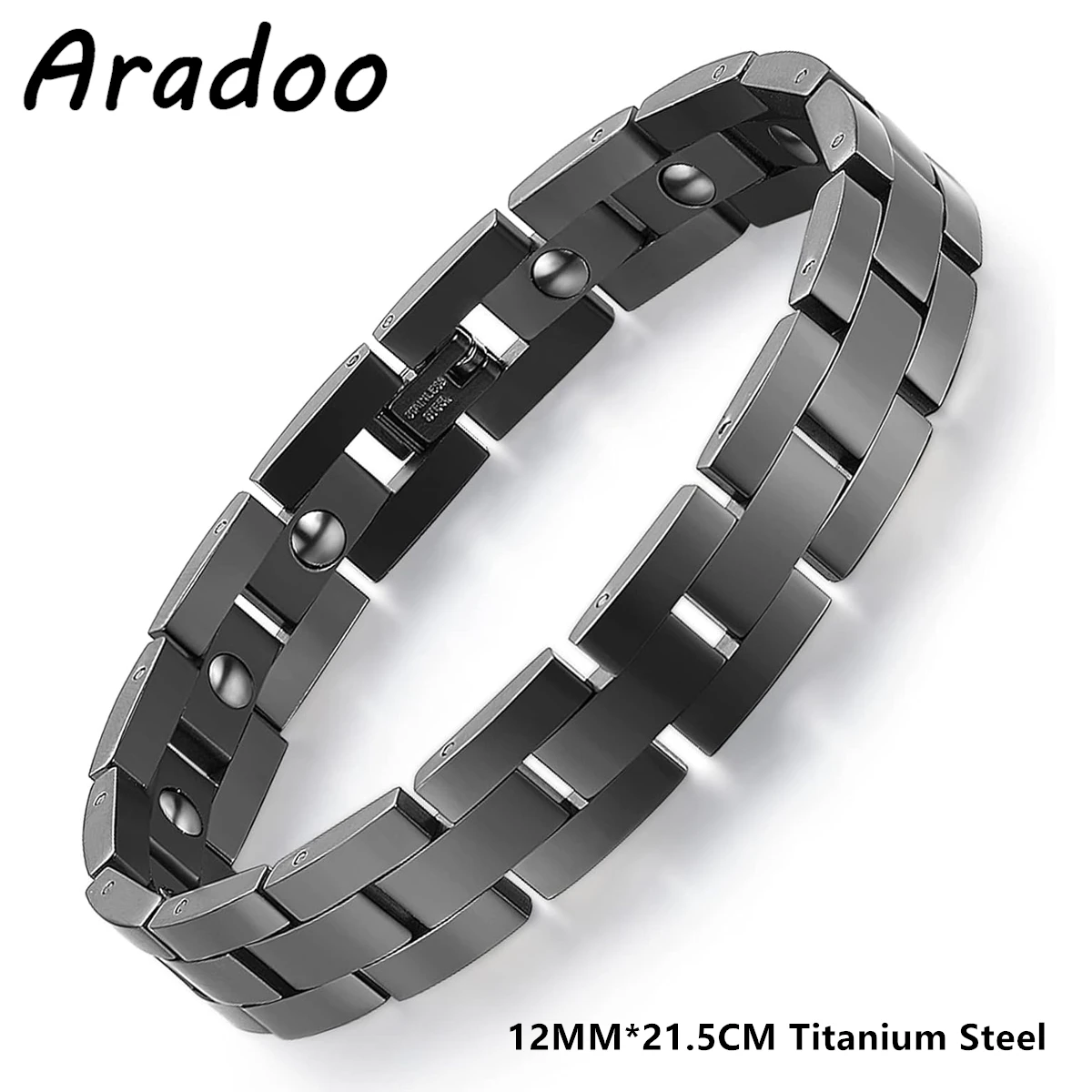 

ARADOO Titanium Steel Magnetic Bracelet Men's Titanium Stainless Steel Link Adjustable Bracelets